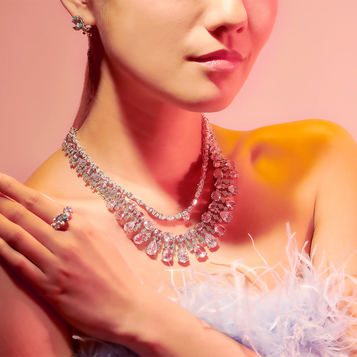 Rose Blue Tulip Earrings, Earrings, Anabela Chan Joaillerie - Fine jewelry with laboratory grown and created gemstones hand-crafted in the United Kingdom. Anabela Chan Joaillerie is the first fine jewellery brand in the world to champion laboratory-grown and created gemstones with high jewellery design, artisanal craftsmanship and a focus on ethical and sustainable innovations.
